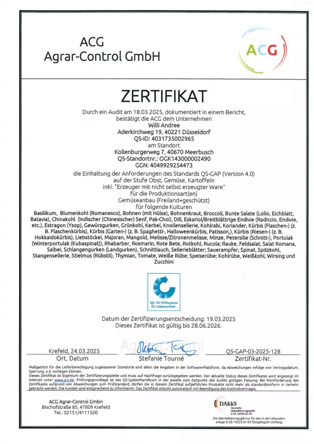 ACG Zertifikat